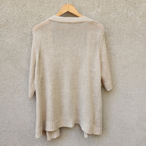CHICO'S Women's Cardigan Beige Extra Large Linen Loose Knit Minimalist - Picture 5 of 8